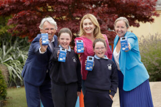 WEEE Ireland CEO Leo Donovan, TV host and LauraLynn Ambassador Mairead Ronan, schoolgirls Cara, nine, and Elsie Jones, eight, whose sister Molly avails of LauraLynn’s services and LauraLynn CEO Kerry McLaverty.